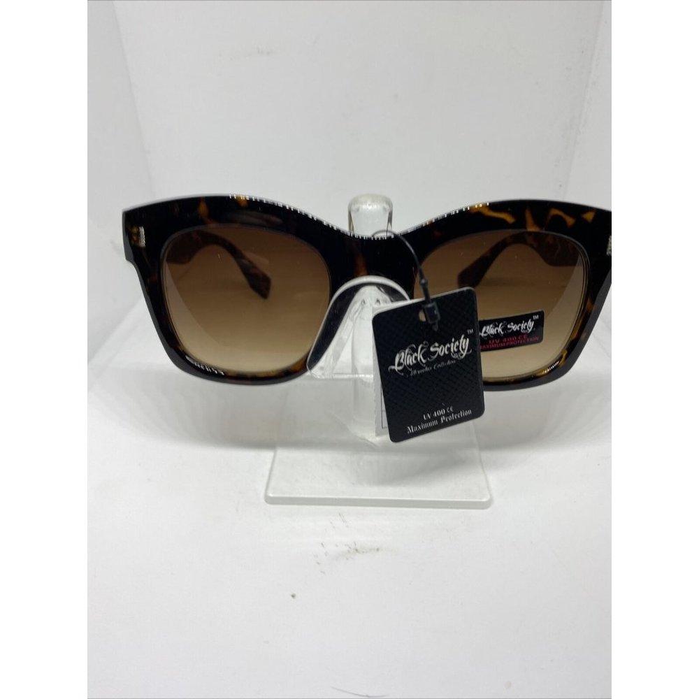 Black Society Sunglasses Skull/Stud Gloss Tortoise Brown/Brown Lens Square NWT